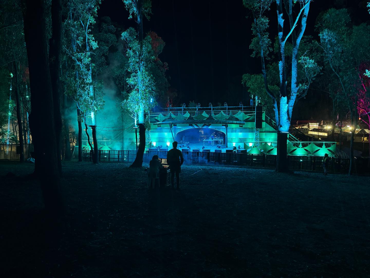 Festival stage with LED wall and lasers